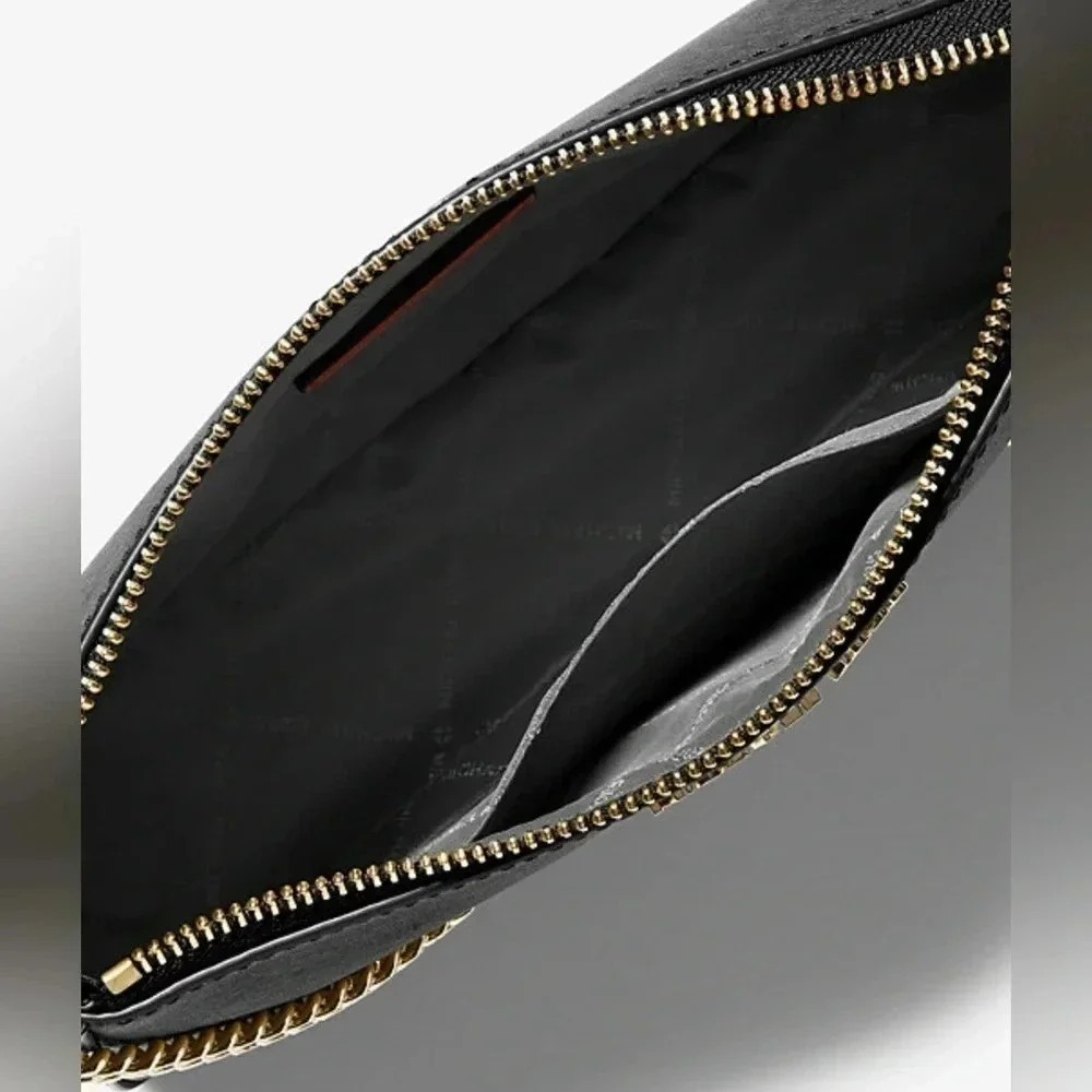 Michael Kors Jet Set Crossbody Bag Medium Saffiano Leather Chain - Black - Picture 3 of 5